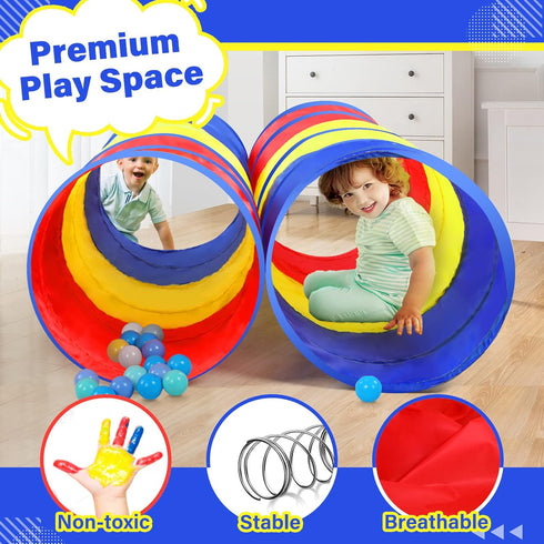 PigPigPen Kids Tunnel for Toddlers, Pop Up Play Tunnel Tent for Babies and Dogs, Indoor & Outdoor Playset (Classic 2