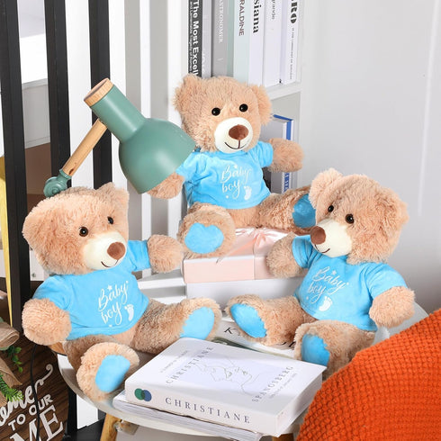 Lenwen 5 Pcs Cute Plush Toy Baby Shower Bear Stuffed Decorations, 14 Inch Stuffed Bear Plush Dolls in Bulk for Boys