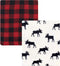 Hudson Baby Silky Plush and Coral Fleece Blanket, Buffalo Plaid Moose, 30x36 inches, Unisex