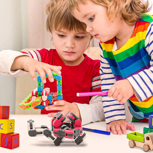 18 Pack 24 Wacky Tracks Snap and Click Fidget Toys Finger Sensory Toys, Links Snake Puzzles for Stress Relief, Party