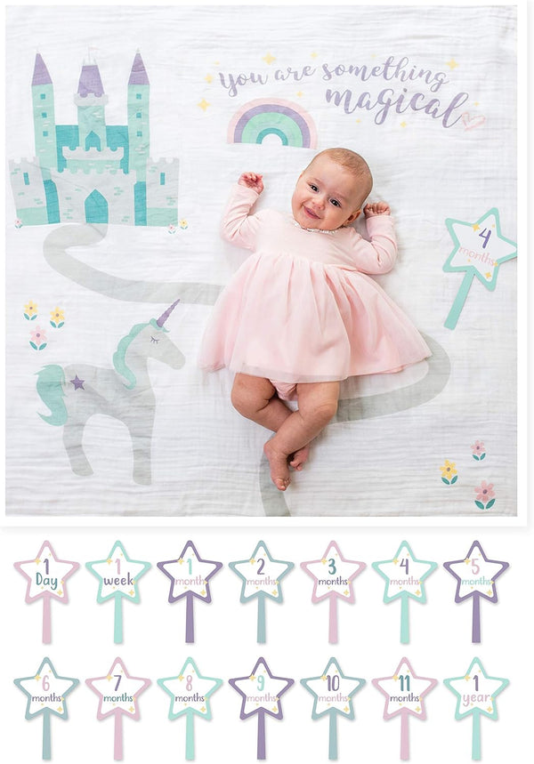 Lulujo Babys First Year Milestone Blanket and Card Set | 40in x