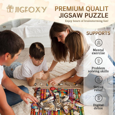 Cat Wooden Puzzle for Adults, Unique Animal Shape Jigsaw Puzzles for Family and Friends, 280pcs