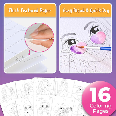 5 12 1 15 Water Coloring Book for Beginners Painting Kits for Kids Ages and up. Watercolor Book with Paint Palettes