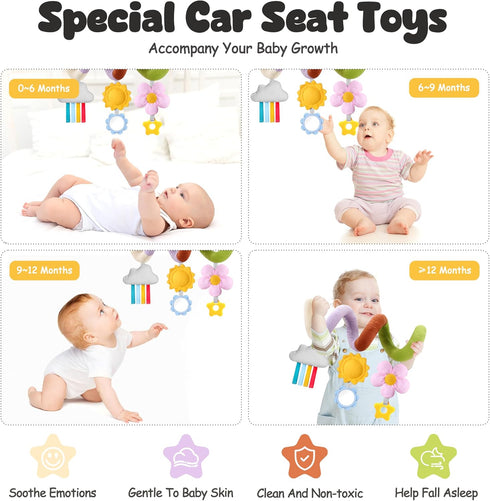 Stuffed Spiral Baby Car Seat Toys, Best Newborn Shower Gifts, Soft Infant Essentials Must Have Stroller Hanging Toys