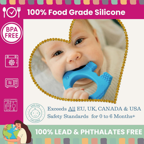 Teething Toys for Babies Age 0 to 6 Months - Baby Elefun 5X Pain Relief Smart Teether - Silicone Baby Teething Toy Ring