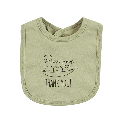Organic Cotton Baby Bibs - Peas And Thank You, One Size