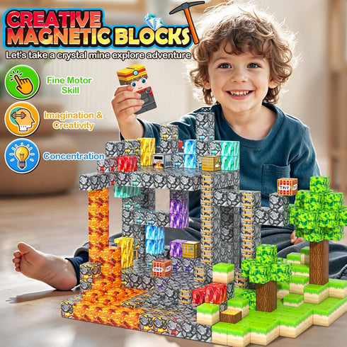 Norline 100PCS 3-5 4-8 5-7 8-12, 3+ Girls(0.8") Magnetic Blocks Building Toys, STEM Learning Sensory Toys for Kids Age
