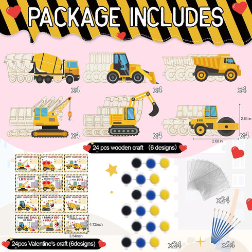 24 Pack Set 4-8 8-12(Construction Ctosree Wooden Crafts Kit for Kids DIY Painting Art Classroom Exchange Gifts School