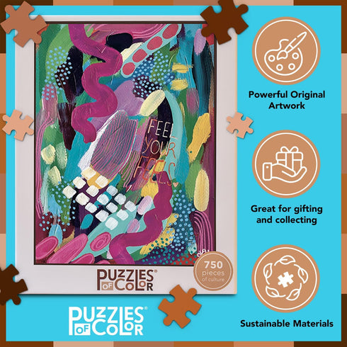 750 (20"x27") Puzzles of Color Feel Your Feels by Lauren Younge Piece Puzzles for Adults, Colorful Artwork Jigsaw
