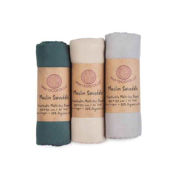 Meracorallo Muslin Swaddle Blanket Silky Soft Receiving Blanket Neutral Swaddle Wrap for