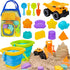 AuntyFey Beach Sand Toys for Toddler 1-3 with Trucks, 2 Collapsible Beach