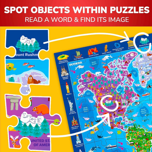100 4-6 3 6-8 5-8 8-10-12 QUOKKA Piece Puzzles for Kids Ages - Jigsaw Kids Puzzles Ages - Learning Map of the United