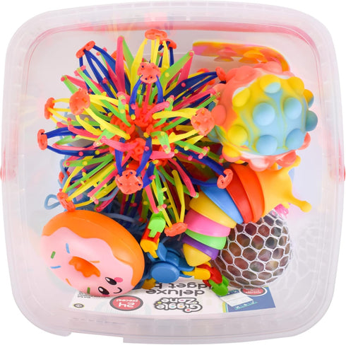 24 Sunny Days Entertainment Piece Fidget Box, Sensory Toys with Storage Container, Party Favor, Treasure Box, Carnival
