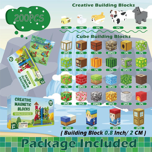 Oryvold 200 5 3+ PCS Magnetic Blocks - Upgraded STEM Building Toys for Kids Featuring Colorful Animal-Shaped Blocks