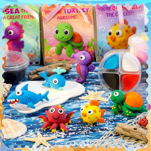 18 Sets Set Capoda Ocean Air Dry Clay Kit for Kids Sea Animal Craft Kit Gifts DIY Modeling Clay Art Crafts for Kids
