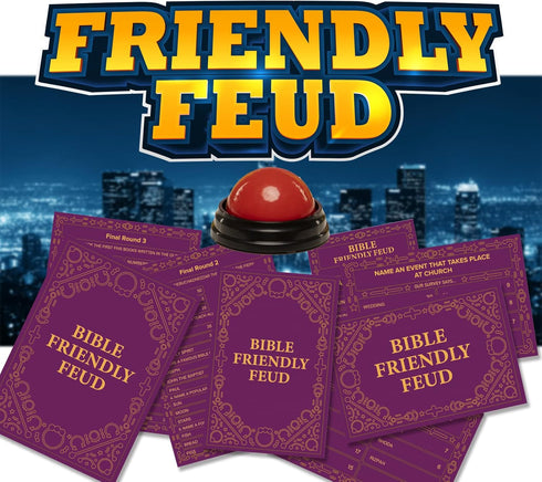 Bible Friendly Feud Game Set, Fun Holiday Game for Adults and Teens, Church Family Feud Quiz