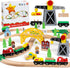 TOY Life Train Set 60pcs Wooden Train Set with Crane, Tracks for Toddlers 3-5, Fits Thomas Brio Melissa