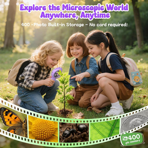 Flooyes 5-12, 5MP 4X 4 5 6 7 8 9 10 11 Microscope for Kids HD Digital Handheld Microscope with Magnification, Mini