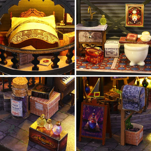 Kit,1:24 Spilay Dollhouse Miniature with Furniture,DIY Wooden Crafts Magic Doll House Mini Handmade Scale Creative Room