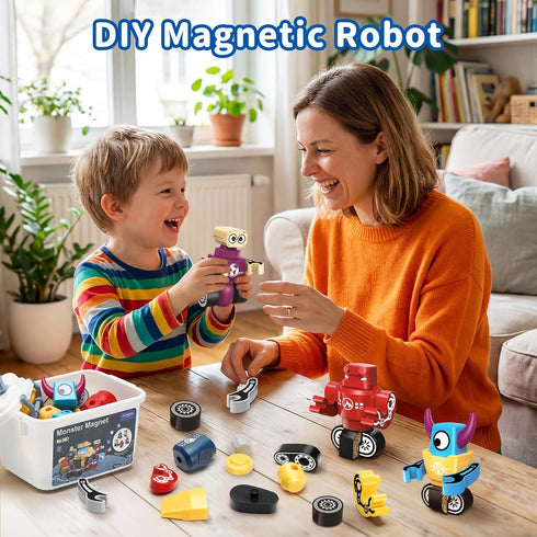 Cooldele 3-5 4-8, 36 3-8 STEM Magnetic Robot Building Toys for Kids and Pieces Transformable Stacking Robot Blocks