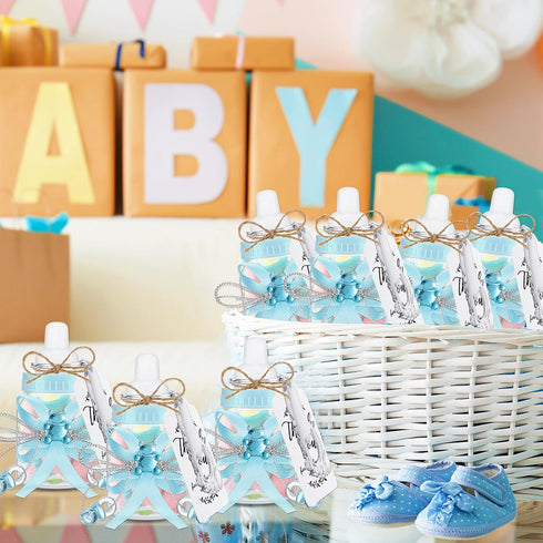Sunnyray 150 Pcs Baby Shower Party Gift Bottles Games, 50 Mini Milk Bottles, 50 Thank You Tags