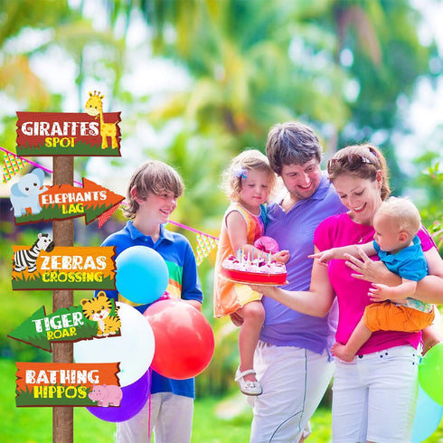 20 Pieces Safari Jungle Party Sign - Animal Signs Decorations for Kids Birthday, Welcome Signage