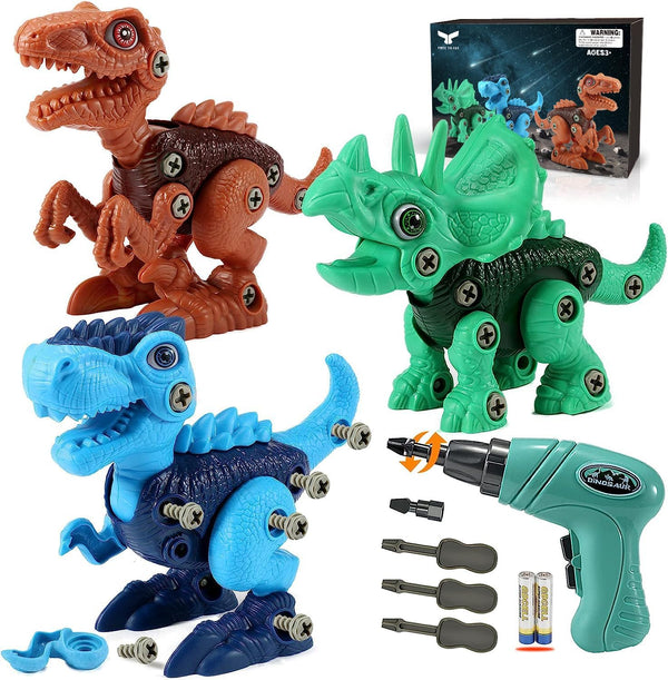 Dinosaur STEM Toys for Kids 3-5, Take Apart Dinosaur Toys with Electric