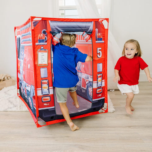 Melissa & Doug Fire Truck Play Tent, Role Play Firefighter Tent for Kids Ages 3+