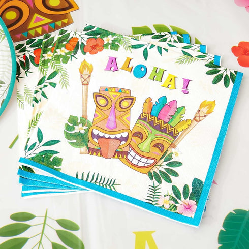 WERNNSAI 50PCS Hawaiian Party Napkins, 3 Ply Tropical Paper Napkins for Luau Party Decorations, Summer Theme Birthday