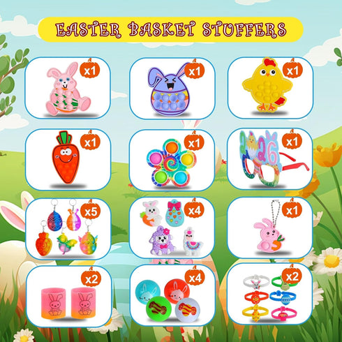 QATITP 600 Pcs Easter Basket Stuffers for Kids Party Favors,Easter Fillers,Fidget Toys,Bulk Easter Toys,Stocking