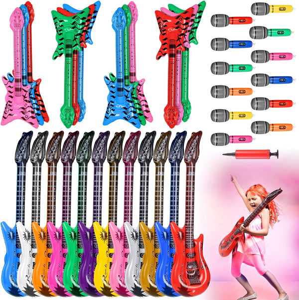 37 Pcs Inflatable Rock Star Instrument Set, 12 Blow up Guitar 36