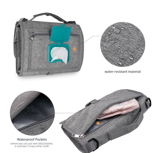 Slxypater Portable Diaper Changing Pad - Waterproof Travel Baby Changing Pad Mat with Wipe Dispenser Pocket & Stroller