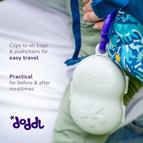 doddl Toddler Travel Utensil Case, Fits Toddler Fork, Spoon and Knife Sets, Clips to Bags & Strollers, Dishwasher Safe
