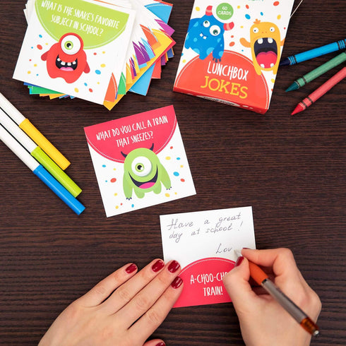Lunch Box Jokes for Kids, 60 Cute Inspirational and Motivational Notes Cards for Boys & Girls Lunchbox