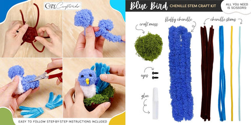 Cozy 4 WeVeel Craftworks Chenille Stem Animal Craft Kit for Adults Create Adorable Animals (Kitty, Puppy, Bird & Owl)