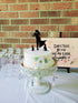 Wedding Cake Toppers, Bride and Groom with Two Pet Dogs, Black Color Acrylic Silhouette for Wedding Party Engagement