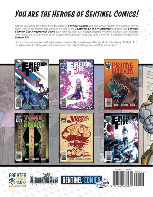 Greater Than Game: Sentinel Comics: The Roleplaying Game - Starter Kit (2nd Edition) - 6 Pre-Made Adventures, w/ Gameplay Guide & GM Screen, Ages 14+