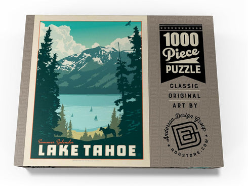MyPuzzle Lake Tahoe - Tahoe Summer Vintage Poster, Premium 1000 Piece Jigsaw Puzzle for Adults