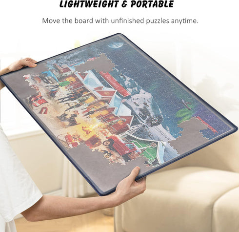 6 1000 30.7 20.9 Tektalk Jigsaw Puzzle Board with Sorting Trays - Portable Puzzle Mat with Dustproof Cover for Storage