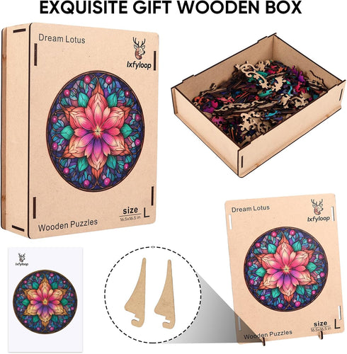 500 Pieces,16.5x16.5 inch Ixfyloop Wooden Puzzles for Adults Wooden Puzzles, Mandala Puzzle Wood Jigsaw Puzzles Unique