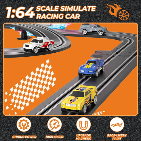 2-in-1 Sets 2 Counter 8-12 Slot Car Race Track - Electric Race Car Track with High-Speed Racing Cars, Dual Racing Game