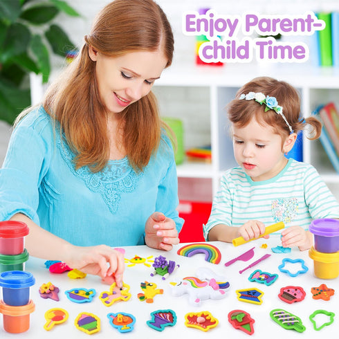 PLAY Unicorn Playdough Sets for Kids Ages 4-8, Ice Cream Set DIY Toy, Safe & Non-Toxic Playdough Set for Girls