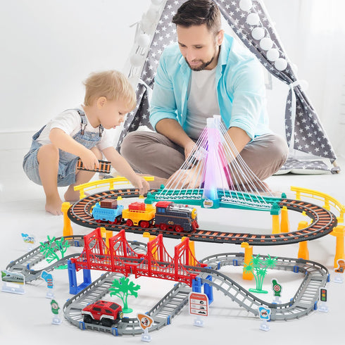 Electric Toddler Train Set Toy Playset for Kids Ages 3-5, Boys and Girls