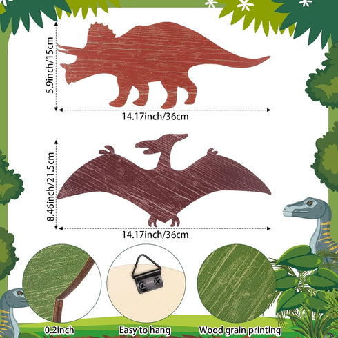 Kids(Vivid,14.17 8.27 Inches) Dinosaur Wall Decors Wooden Boys Dinosaur Nursery Playroom Baby Shower Wall Art Farmhouse