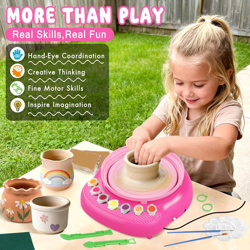 Weilim 8-12 3 Packs 6+ Pottery Wheel for Kids Complete DIY Pottery Painting Kit, Arts and Crafts for Kids Ages