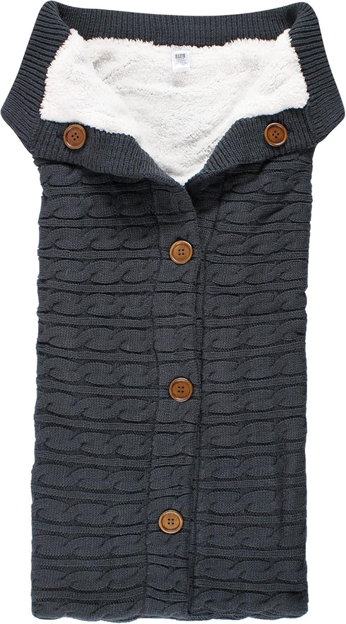 Hudson Baby Unisex Baby Sherpa Knitted Baby Lounge Stroller Wrap Sack, Charcoal, One Size by Hudson Baby