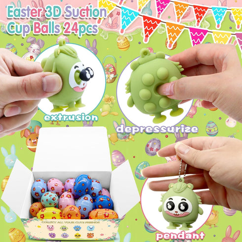 24 Pack 3D Prefilled Easter Eggs with Animal Pop Fidget Toys, Plastic Eggs with Silicone Pop Toys, Easter Egg Hunt
