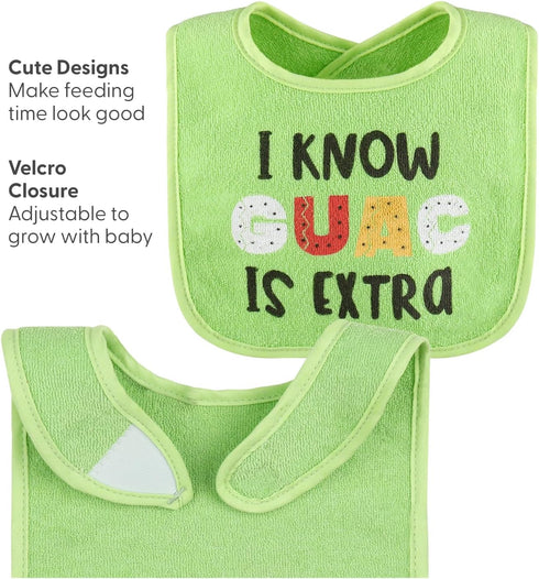 The Peanutshell Baby Bibs Set of 8 - 100% Cotton, Soft, Absorbent, Unisex Toddler, Newborn & Infant - Han-Gry