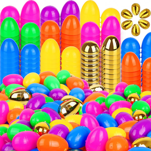 FLYSNK 1000 Pack Easter Eggs Bulk Include 12 Surprise Golden Egg, 2.4 Inch