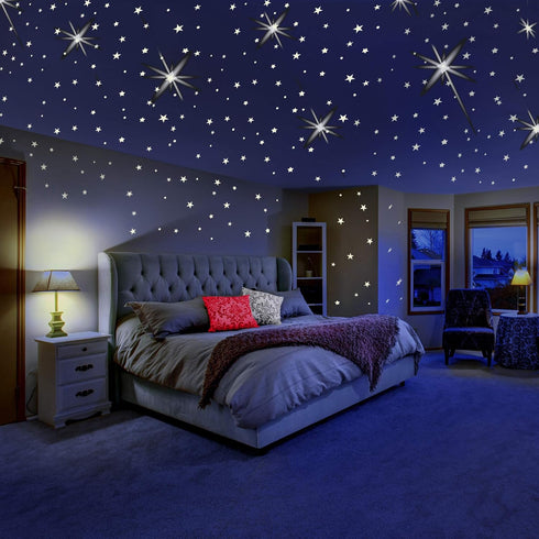 Glow in The Dark Stars for Ceiling or Wall – Glowing Wall Decals Stickers Room Decor Kit for Kids Bedroom Decoration